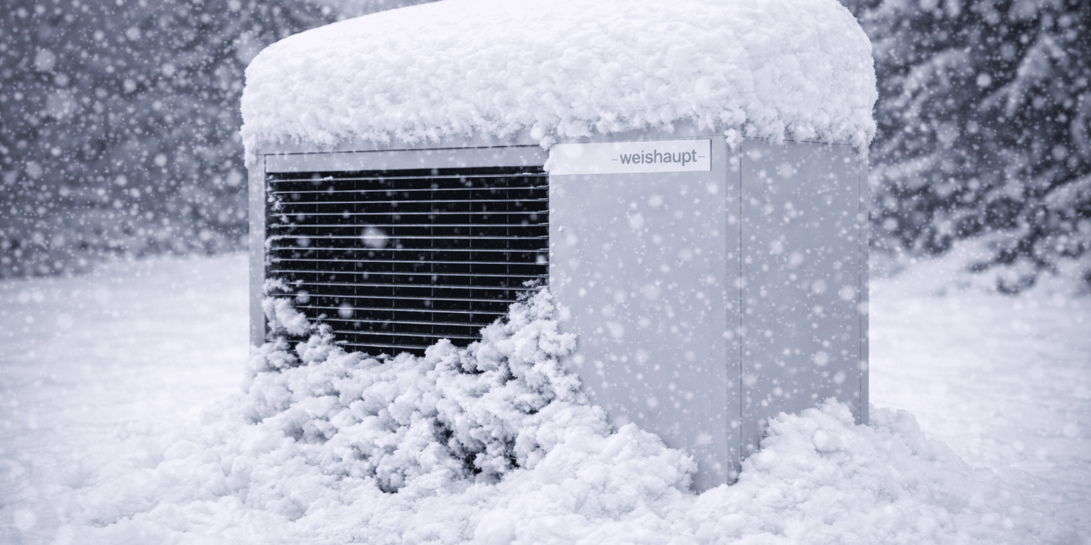 varmepumpe i snevejr